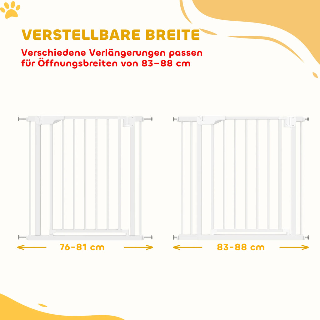 Apsauginiai varteliai vaikams ir augintiniams, reguliuojami 76–89 cm, balti