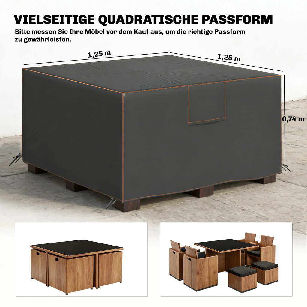 Apsauginis uždangalas baldams poliesterio 125x125x74cm juodas