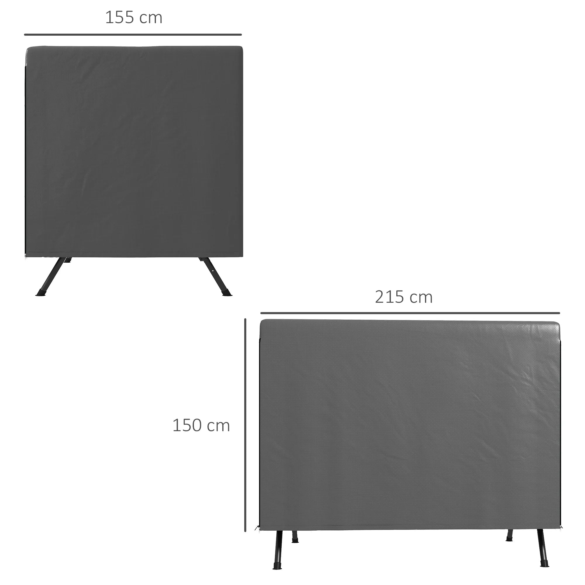 Apsauginis uždangalas lauko baldams, 215 x 155 x 150 cm, tamsiai pilkas