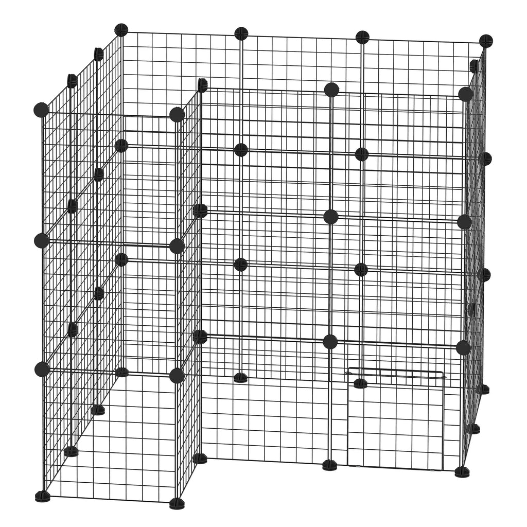 Aptvaras smulkiems gyvūnams ir jūrų kiaulytėms, 36 plokštės, vidui ir lauke, 146 x 73 x 73 cm, juodas