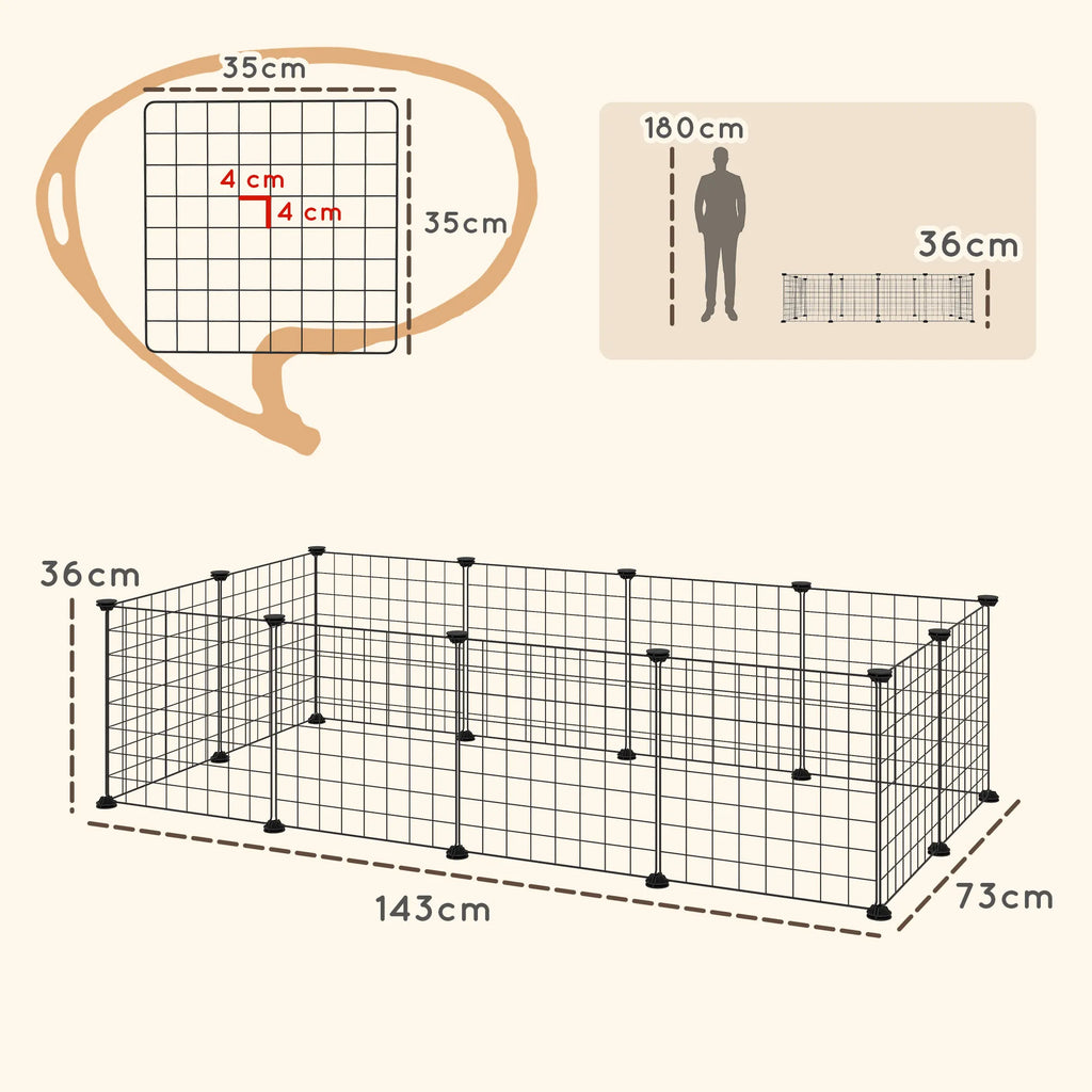 Modulinio gyvūnų aptvaro matmenų schema centimetrais