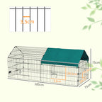 Aptvaro matmenų schema: 185×75×75 cm ir tinklelio tarpas 3,5 cm