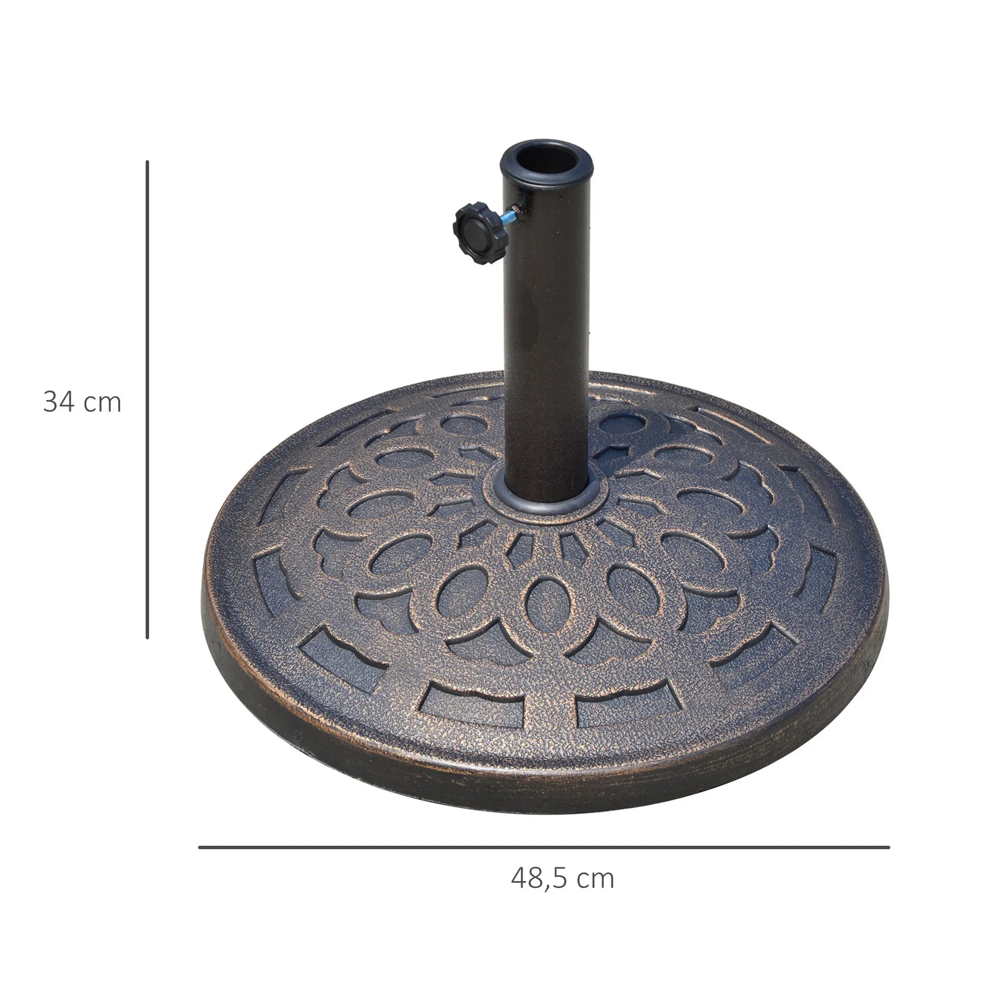 Apvalus 14 kg saulės skėčio stovas iš dervos bronzinis