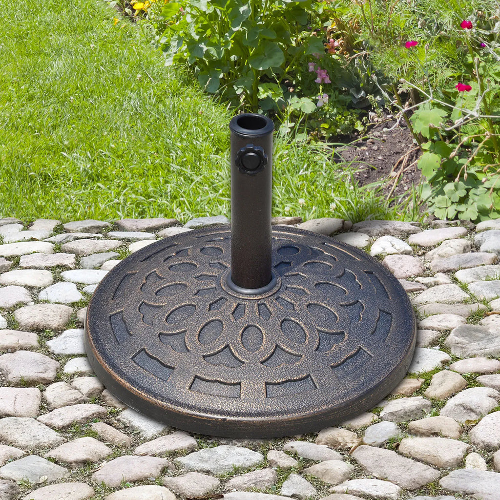 Apvalus 14 kg saulės skėčio stovas iš dervos bronzinis