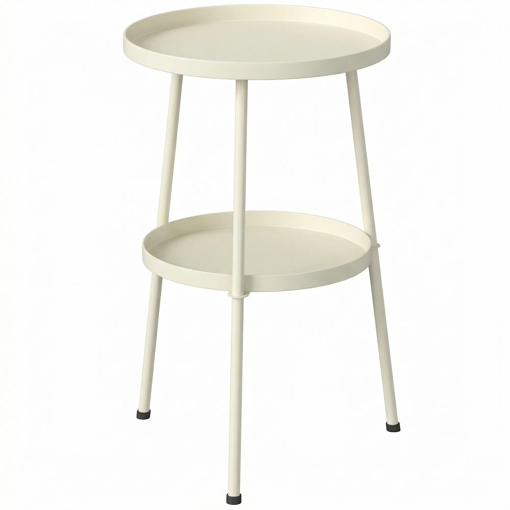 Apvalus lauko staliukas metalinis 36 cm kreminės spalvos