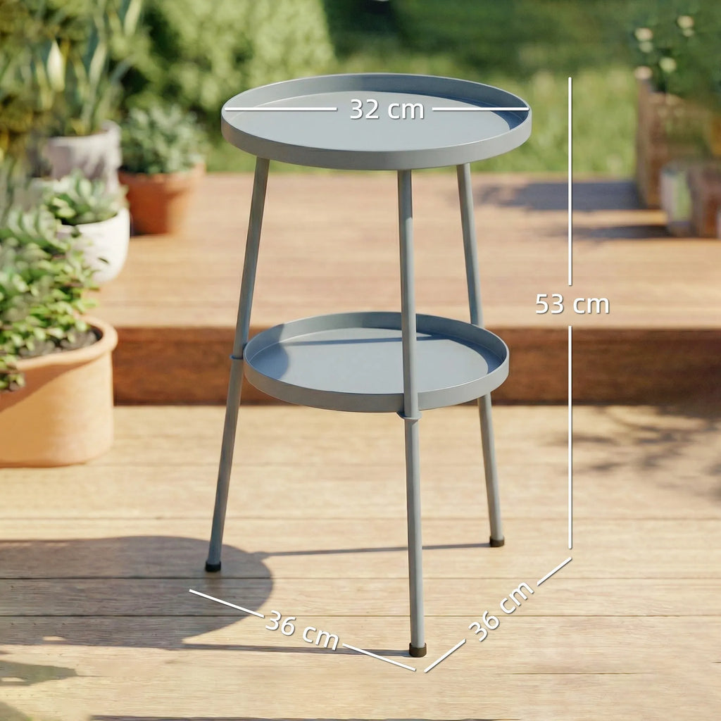 Apvalus lauko staliukas metalinis 36 cm tamsiai pilkas