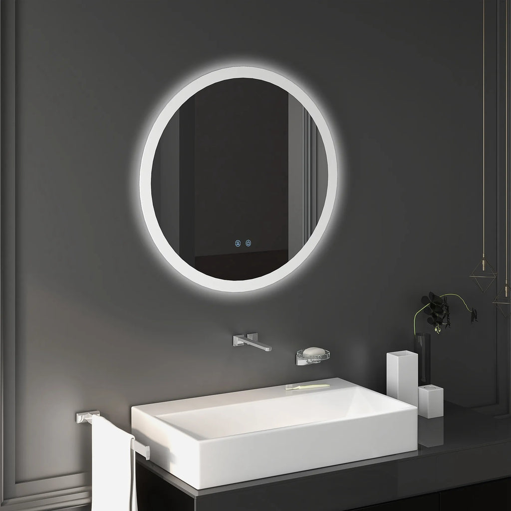 Apvalus LED veidrodis voniai su apšvietimu ir rasojimo funkcija, 70 cm