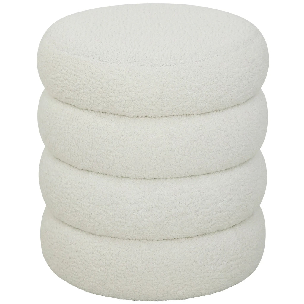 Apvalus pufas, iki 120 kg, Ø 40 × 45 cm, baltas