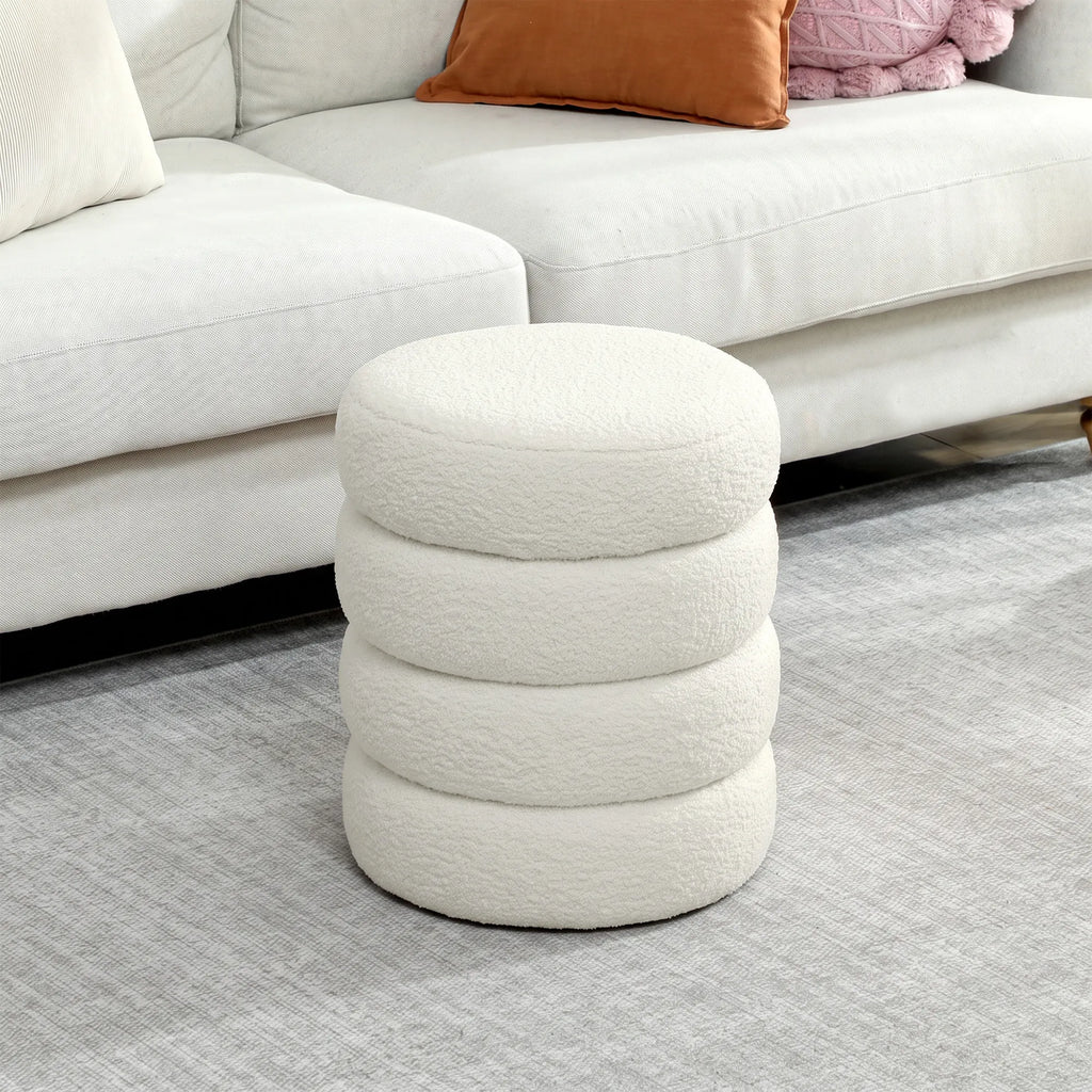 Apvalus pufas, iki 120 kg, Ø 40 × 45 cm, baltas