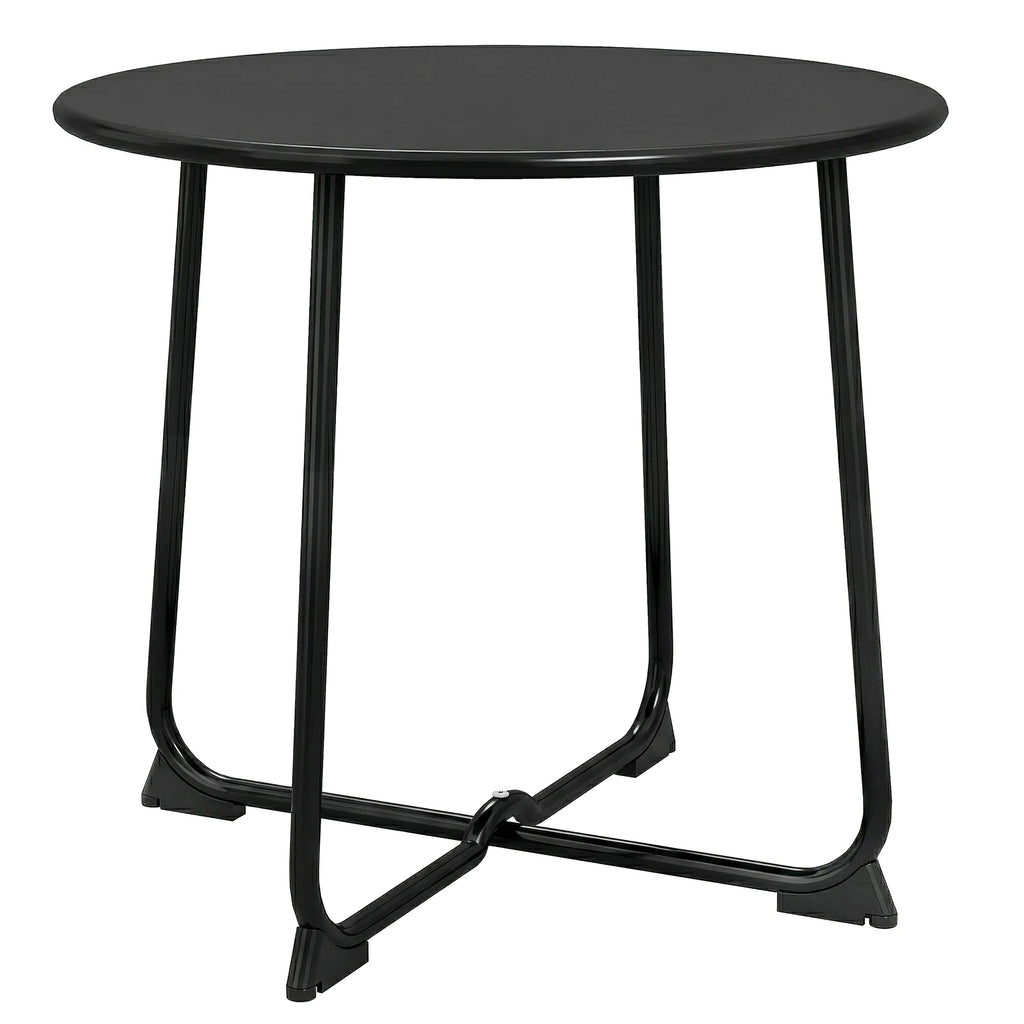 Apvalus sodo kavos staliukas metalinis 50 cm juodas
