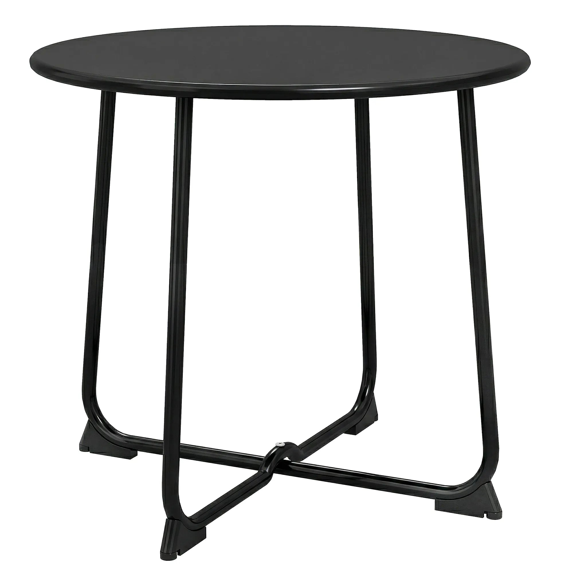 Apvalus sodo kavos staliukas metalinis 50 cm juodas
