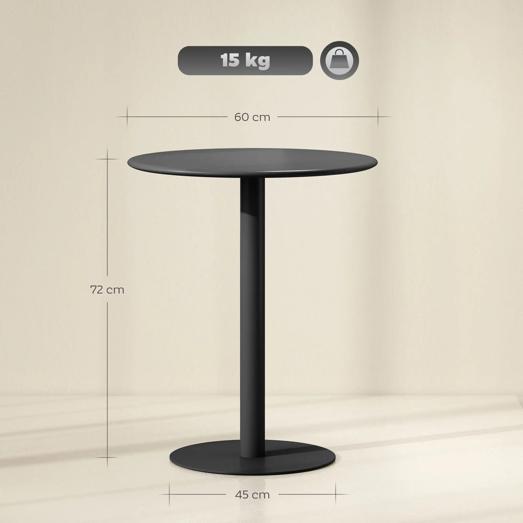 Apvalus valgomojo stalas plieninis 60 cm skersmens juodas