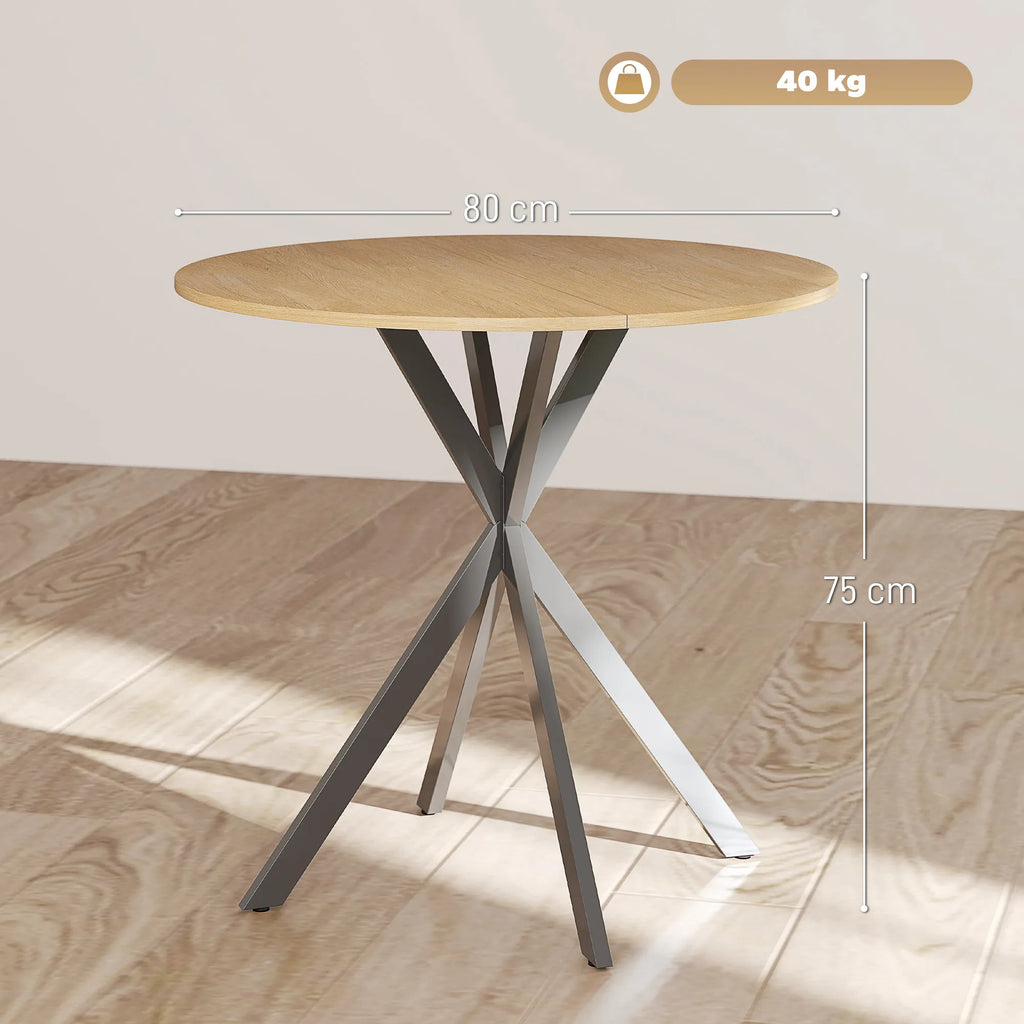 Apvalus valgomojo stalas su kompaktišku stalviršiu, 80 cm, ąžuolo spalvos