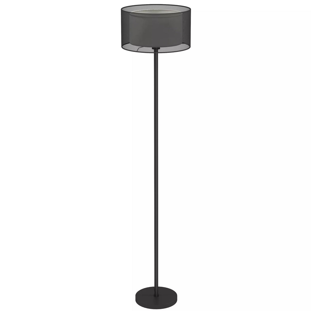 Pastatomas šviestuvas, audinio gaubtas, 152,5 cm, juodas ir baltas