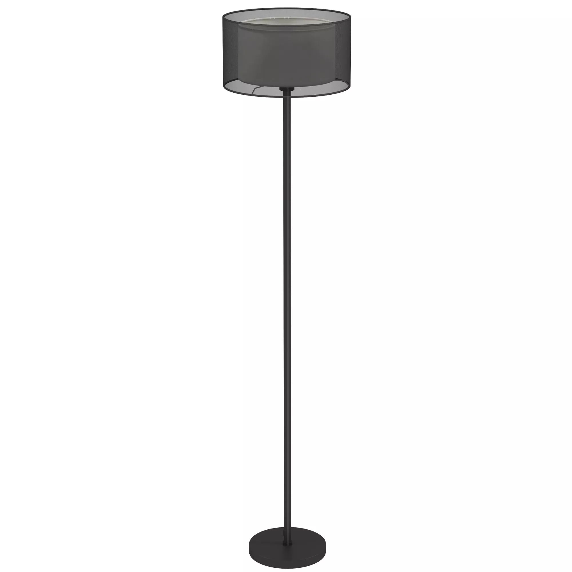 Pastatomas šviestuvas, audinio gaubtas, 152,5 cm, juodas ir baltas
