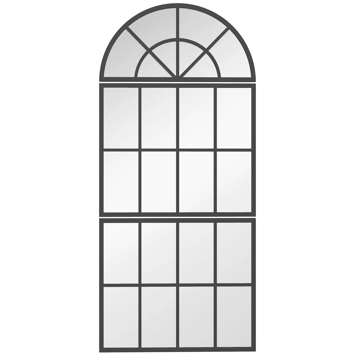 Arkinis sieninis veidrodis, lango formos, 3 dalių, 120 × 54 cm, juodas