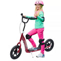 Vaikų paspirtukas su galiniu stabdžiu Kickscooter 12 colių paspirtukas Roller Scooter Cityroller vaikams Kickboard Reguliuojamo aukščio plienas EVA Raudonas 120 x 52 x 80-88 cm