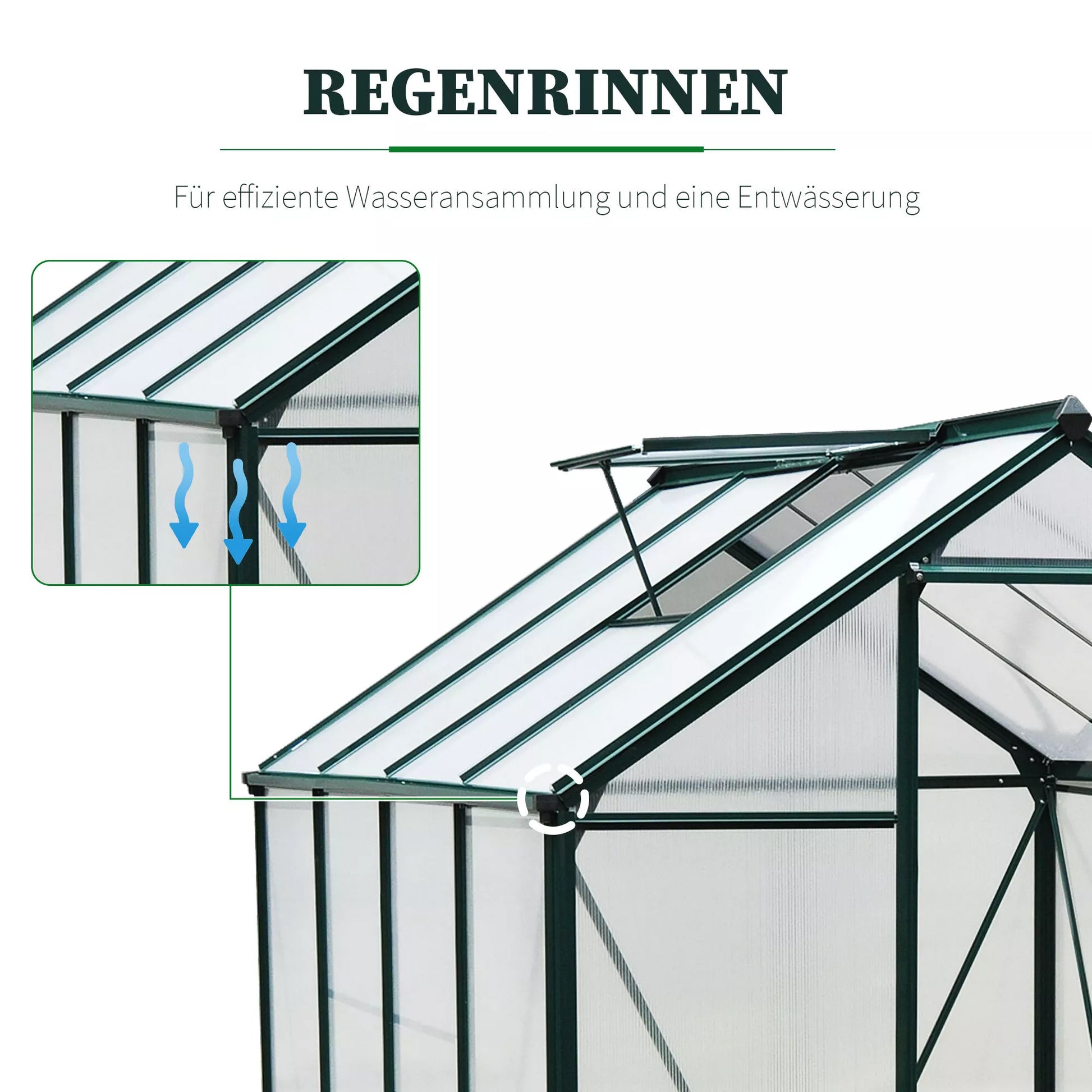 Šiltnamis, šiltnamis su stoglangiu, stumdomomis durimis, skaidrus, polikarbonatas + aliuminis, 190 x 252 x 201 cm