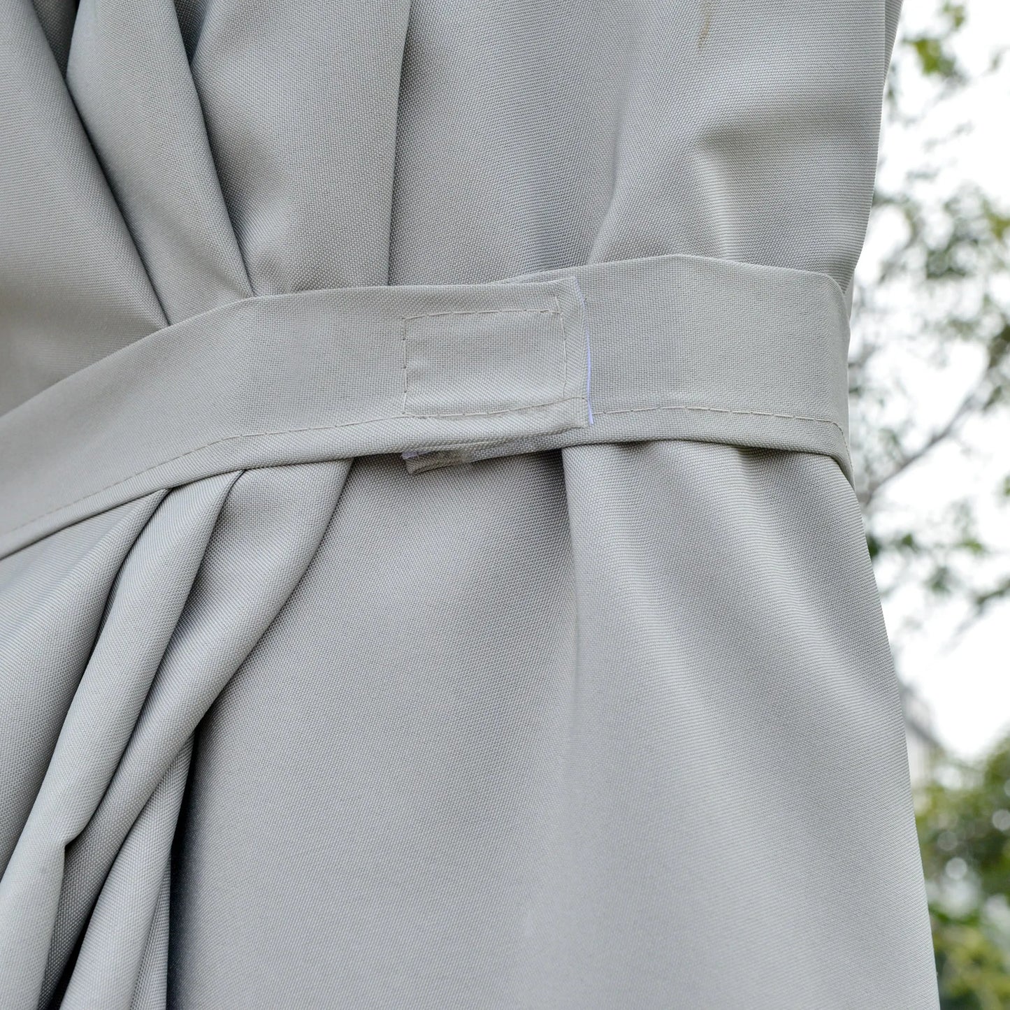 Saulės skėtis su LED saulės moduliu 4,5m, dvigubas sodo/terasos skėtis, ovalus, šviesiai pilkas+juodas