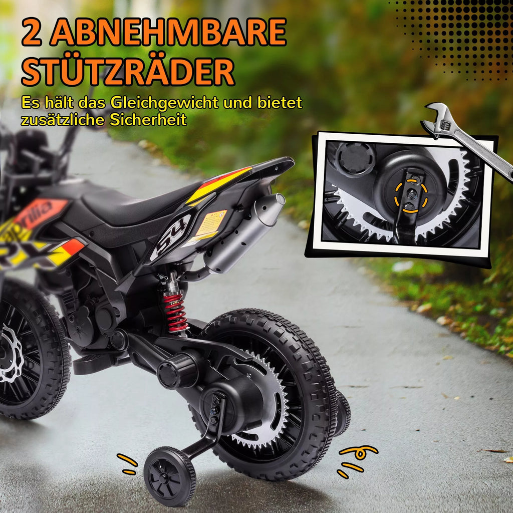 Elektrinis motociklas Aprilia vaikams 37–96 mėn., iki 30 kg, geltonas