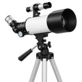 Astronominis teleskopas pradedantiesiems, 70 mm, su reguluojamu trikoju, baltas