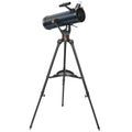 Astronominis teleskopas su 114 mm objektyvu ir stovu, juodas