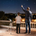 Astronominis teleskopas su reguliuojamu trikoju, 70 mm, baltas