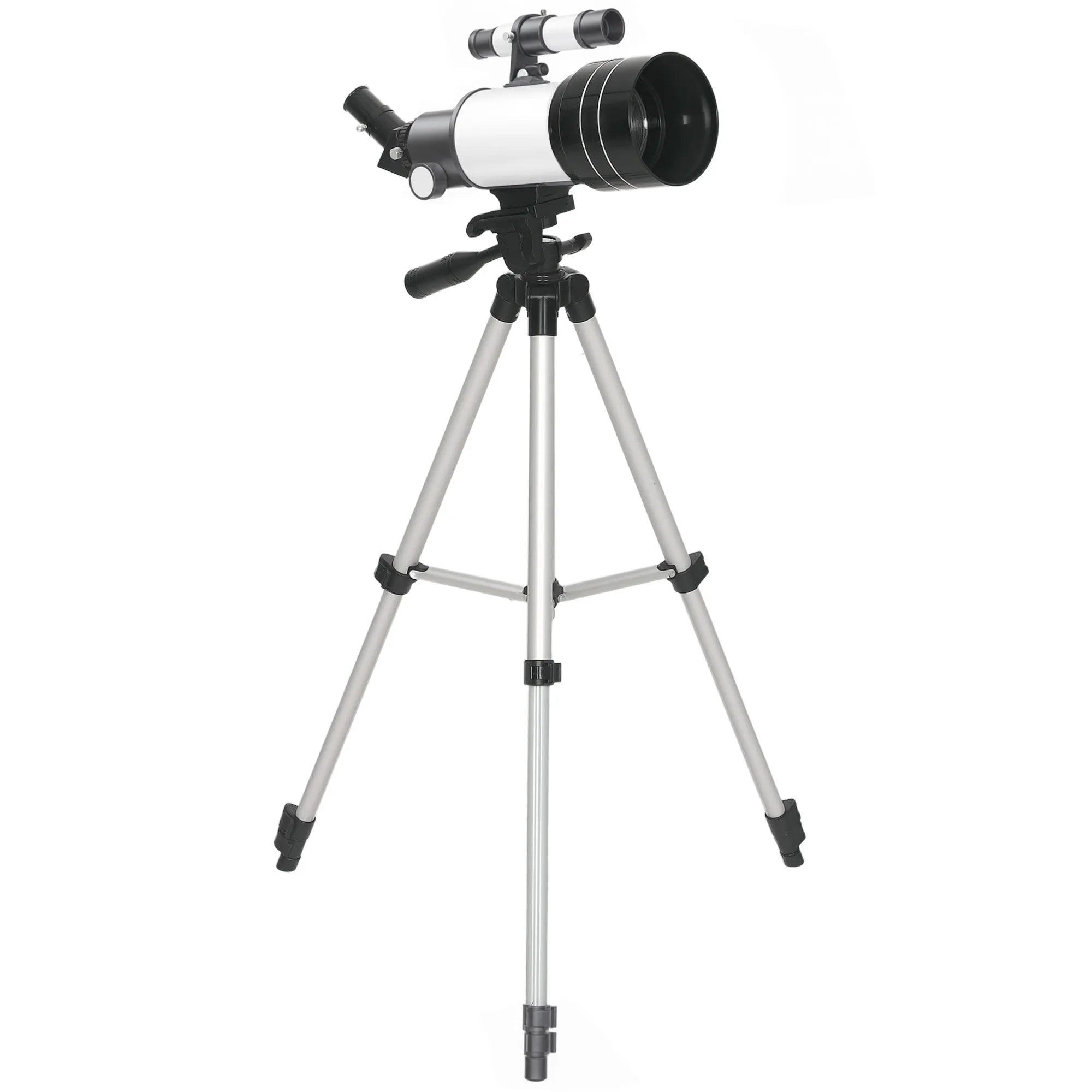 Astronominis teleskopas su reguliuojamu trikoju, 70 mm, baltas