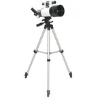 Astronominis teleskopas su reguliuojamu trikoju, 70 mm, baltas