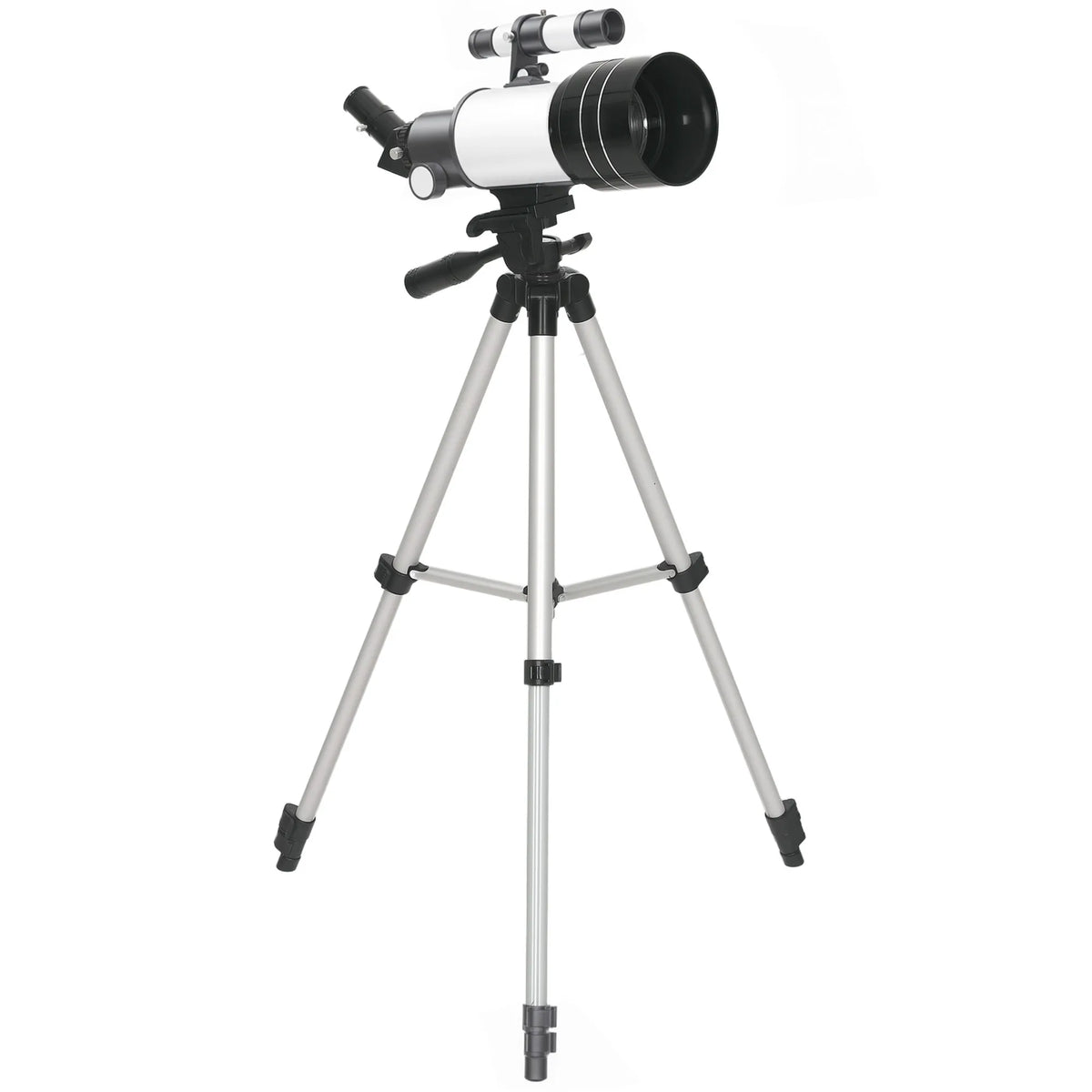 Astronominis teleskopas su reguliuojamu trikoju, 70 mm, baltas