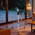Astronominis teleskopas su reguliuojamu trikoju, 70 mm, baltas