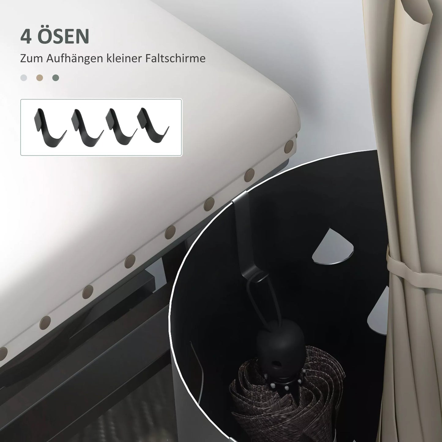 Skėčių stovas, plieninis, stulpo formos, su išimamu dugno skyreliu, Ø17 x 41 cm, pilkos spalvos