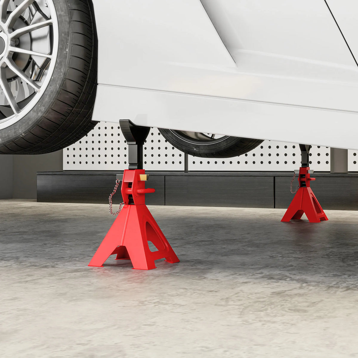 Atraminiai stovai automobiliui, 3 tonų, 2 vnt., raudoni
