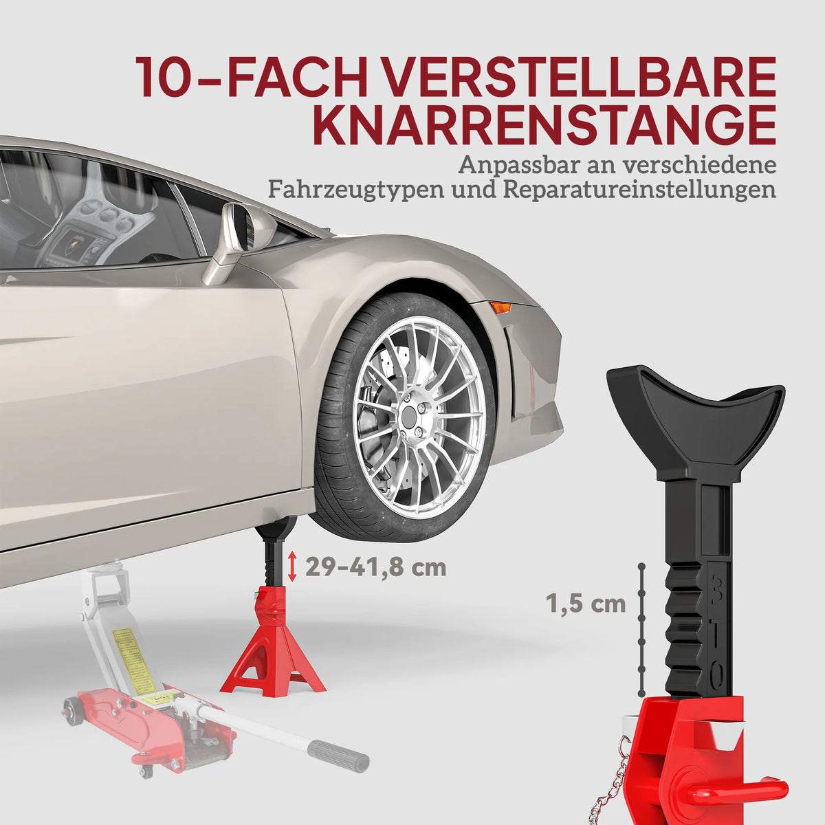 Atraminiai stovai automobiliui, 3 tonų, 2 vnt., raudoni
