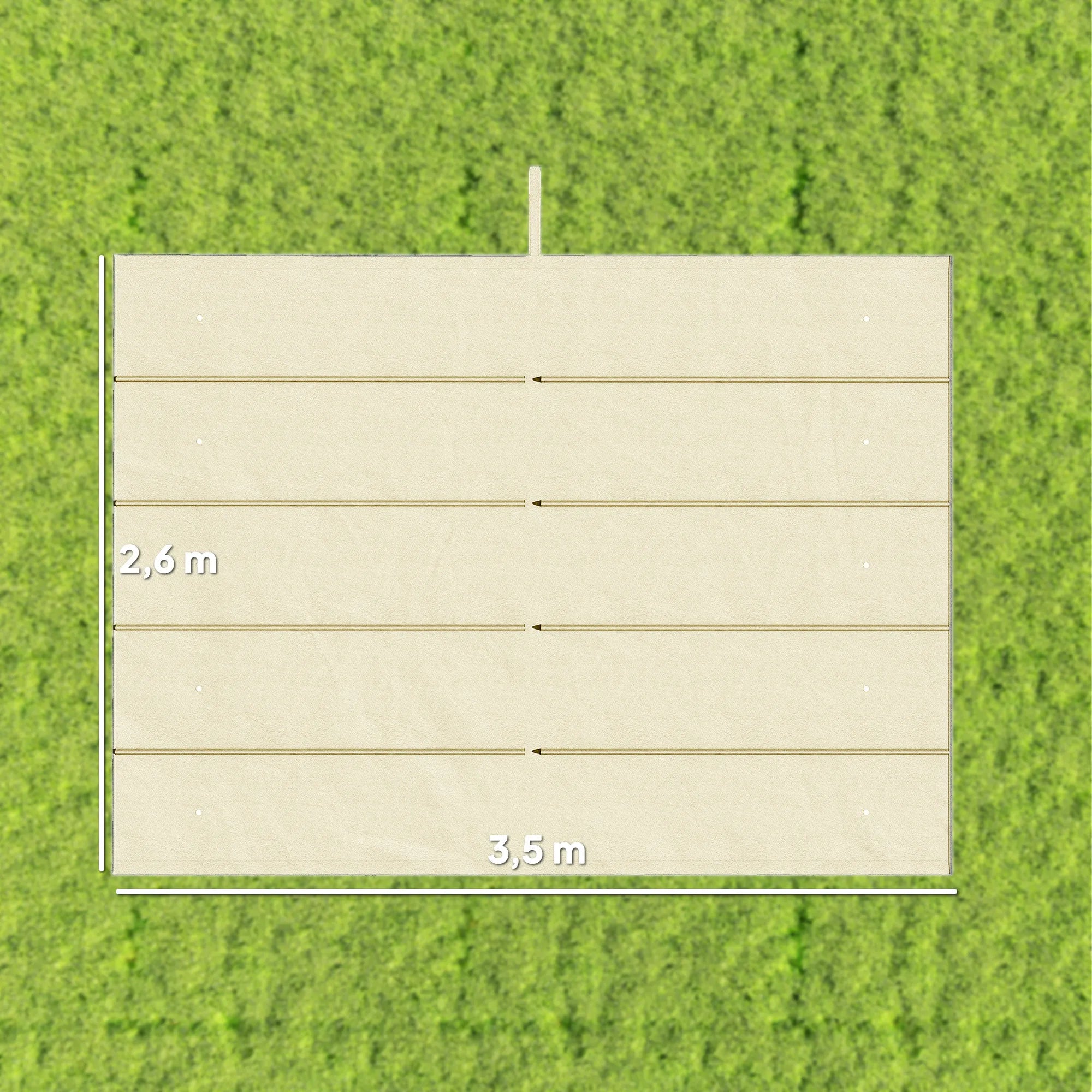Atsarginis stogas 4 x 3 m pergolai, suskleidžiamas, su lietaus nuvedimo angomis, atsparus oro sąlygoms, poliesteris, 350 x 260 cm, kreminės baltos spalvos