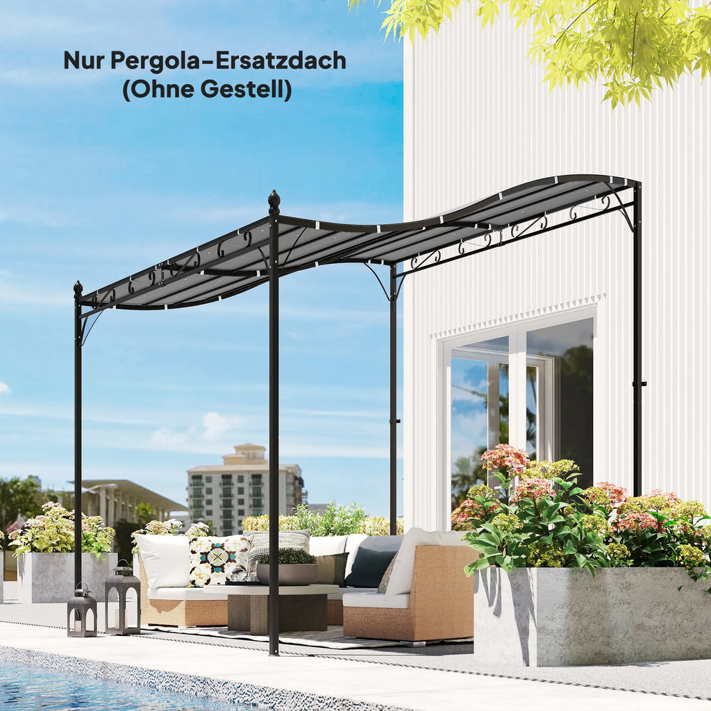 Atsarginis stogas pergolai Saulės tentas terasos stogui Atsarginis stogo tentas 3 x 3 m paviljonui 298x293 cm Tamsiai pilkos spalvos