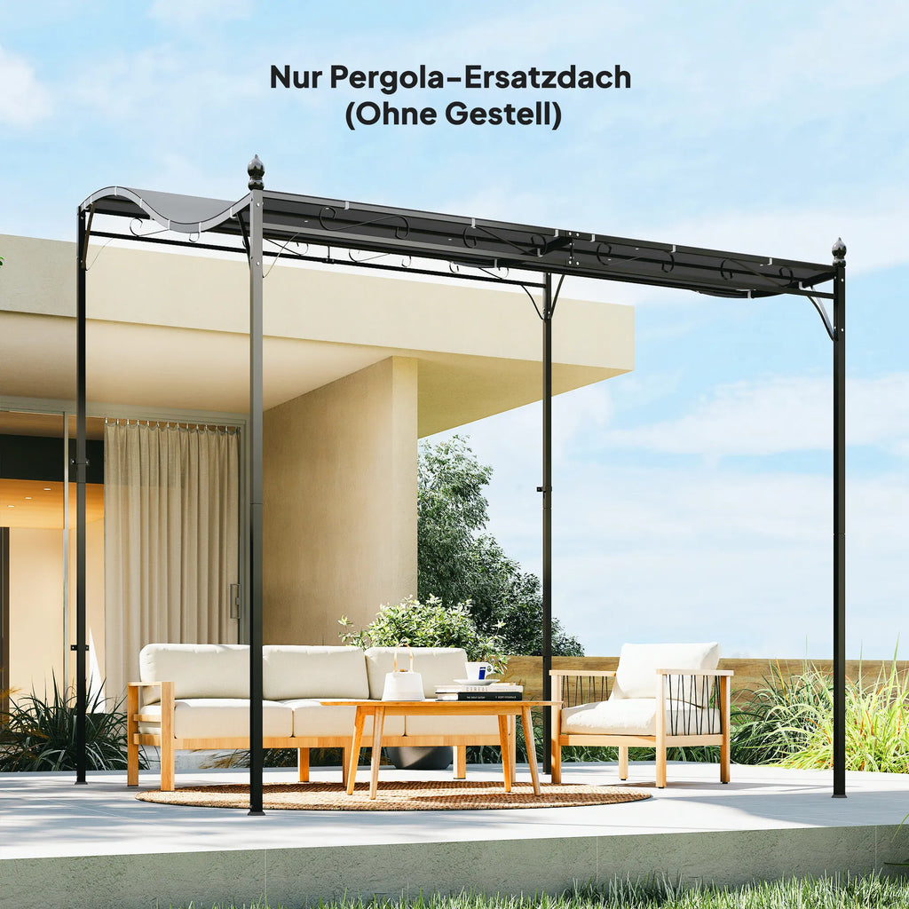 Atsarginis stogas pergolai Saulės tentas terasos stogui Atsarginis stogo tentas 3 x 3 m paviljonui 298x293 cm Tamsiai pilkos spalvos