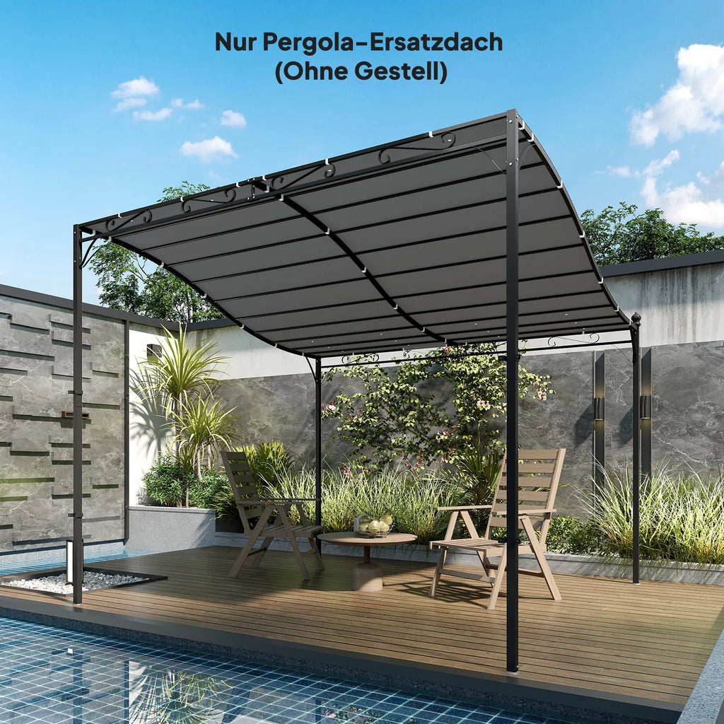 Atsarginis stogas pergolai Saulės tentas terasos stogui Atsarginis stogo tentas 3 x 3 m paviljonui 298x293 cm Tamsiai pilkos spalvos