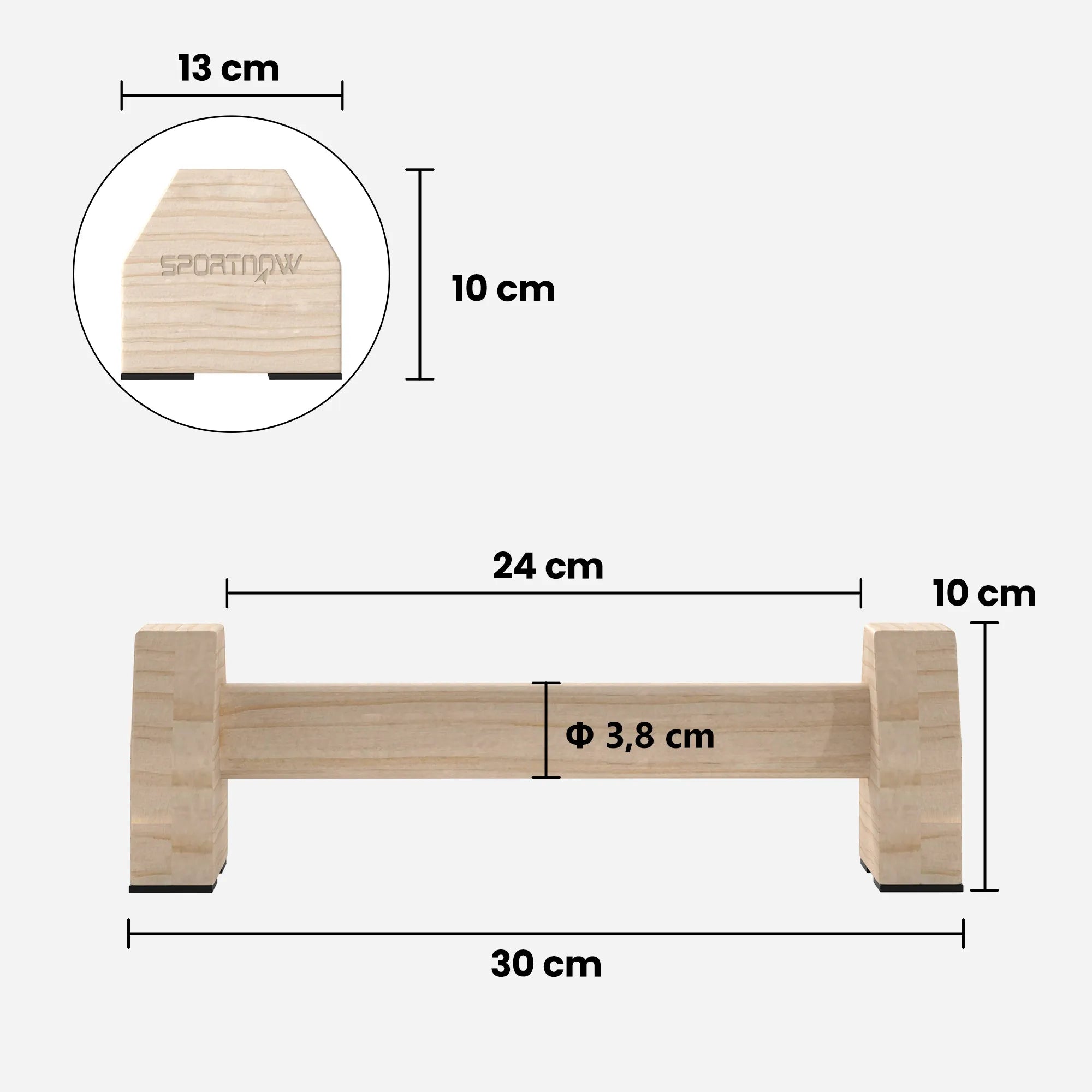 Atsispaudimų atramos medinės, 2 vnt., iki 120 kg, natūralios spalvos