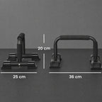 Atsispaudimų rankenėlių matmenų schema: 20, 25 ir 36 cm