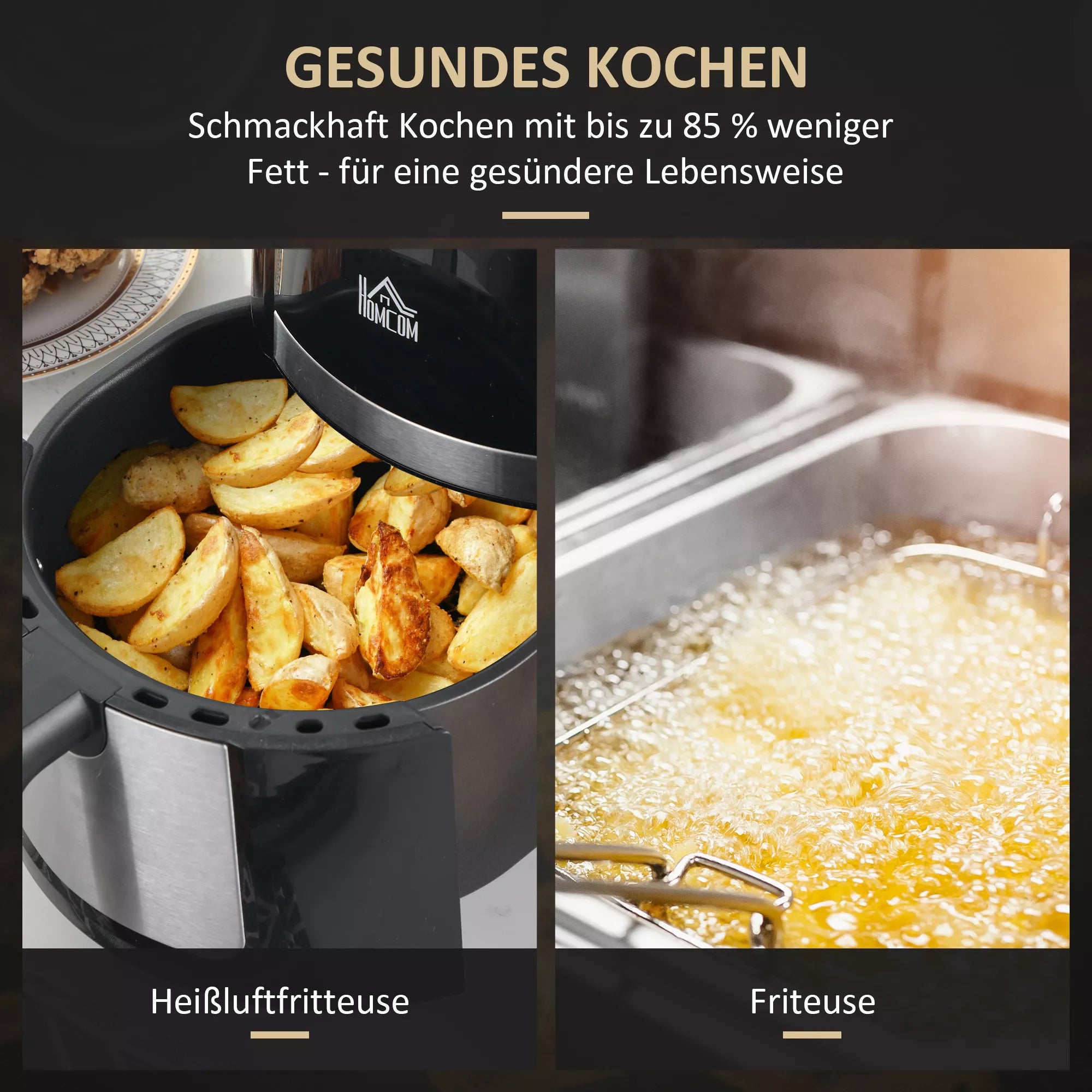 Karšto oro grucintuvas 4L, 12 programų, temperatūra 80-200° C, nelipni danga, juodas