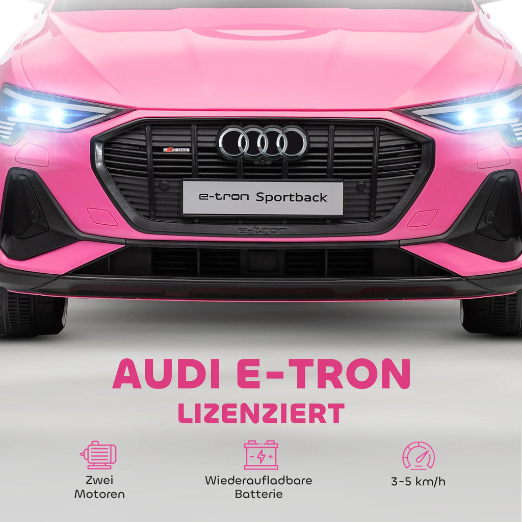 Audi vaikiškas elektromobilis su pulteliu, 3-5 metų vaikams, rožinis 12V