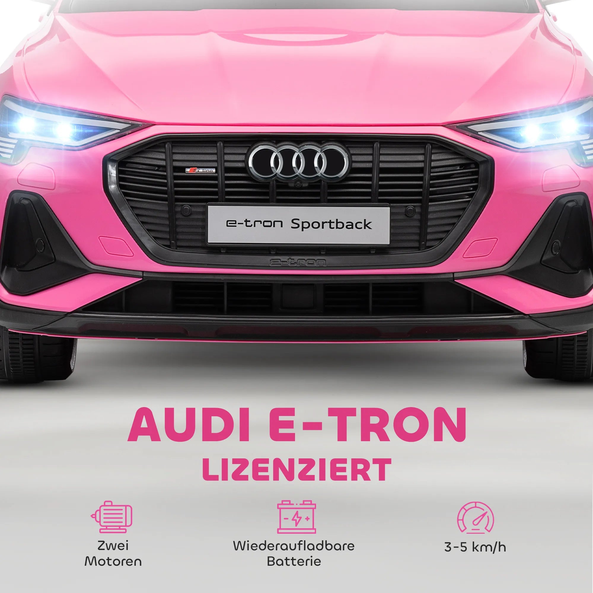 Audi vaikiškas elektromobilis su pulteliu, 3-5 metų vaikams, rožinis 12V