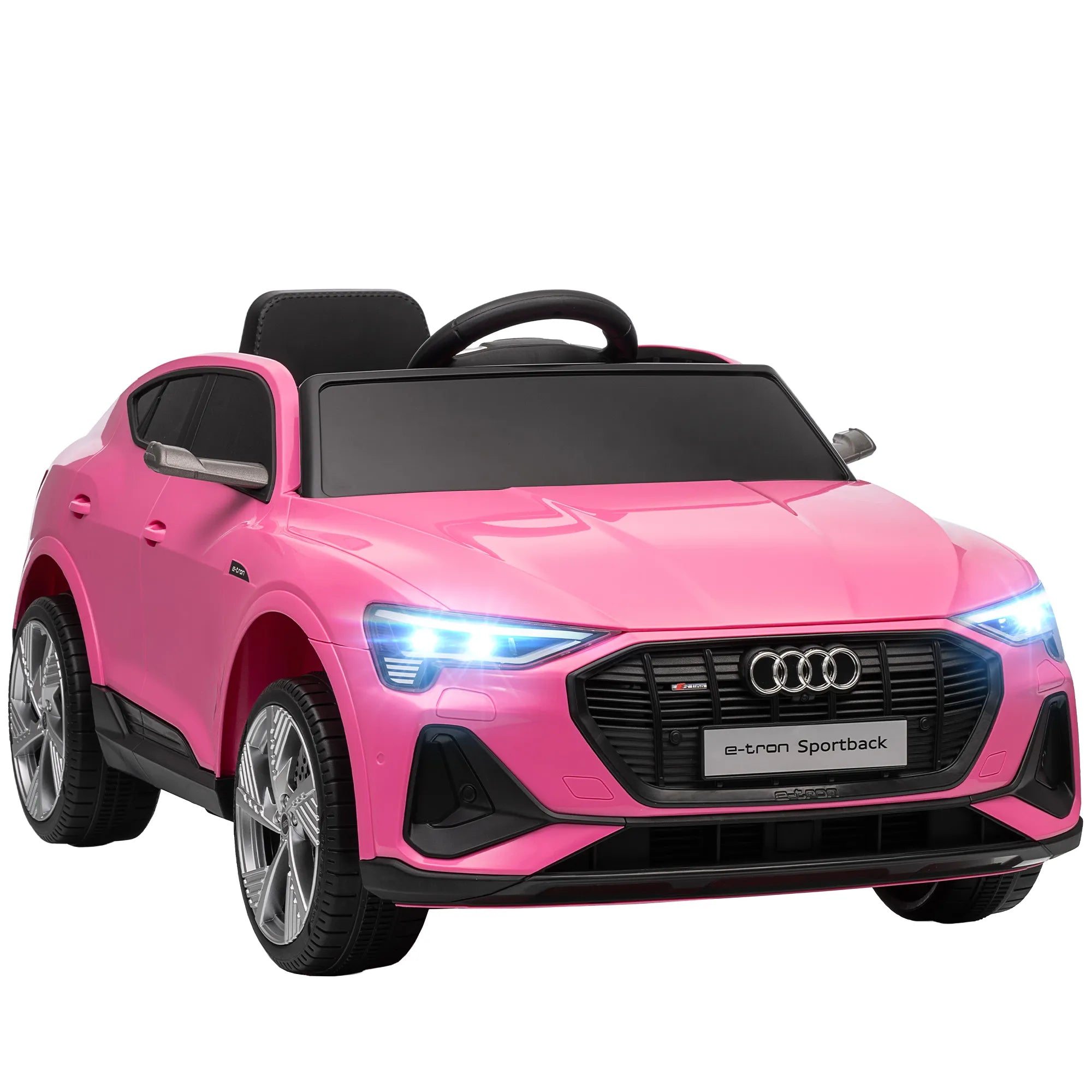 Audi vaikiškas elektromobilis su pulteliu, 3-5 metų vaikams, rožinis 12V