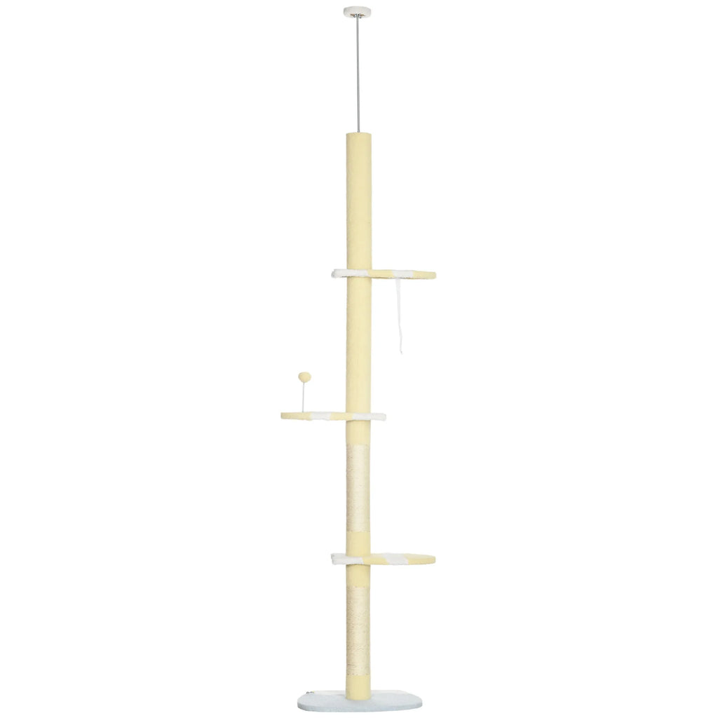Aukščio reguliuojamas nagų galandimo stendas, neslidus, sizalio virvės stulpeliai, 220–260H x 47L x 34W cm, geltonas/baltas/mėlynas