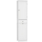 Aukšta vonios spintelė su atverčiamu skalbinių skyriumi, 180 cm, balta