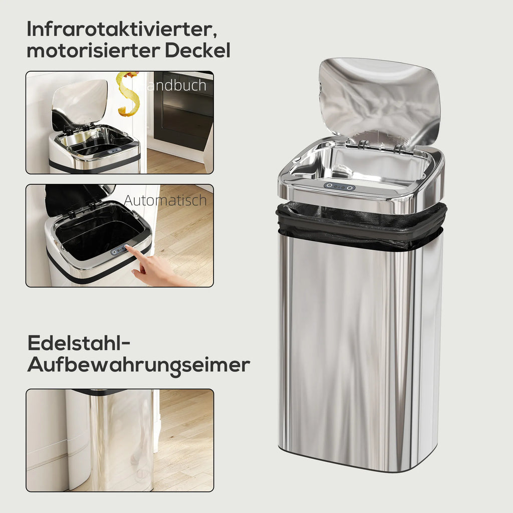 Automatinė šiukšliadėžė su judesio jutikliu, 30 l, sidabrinė