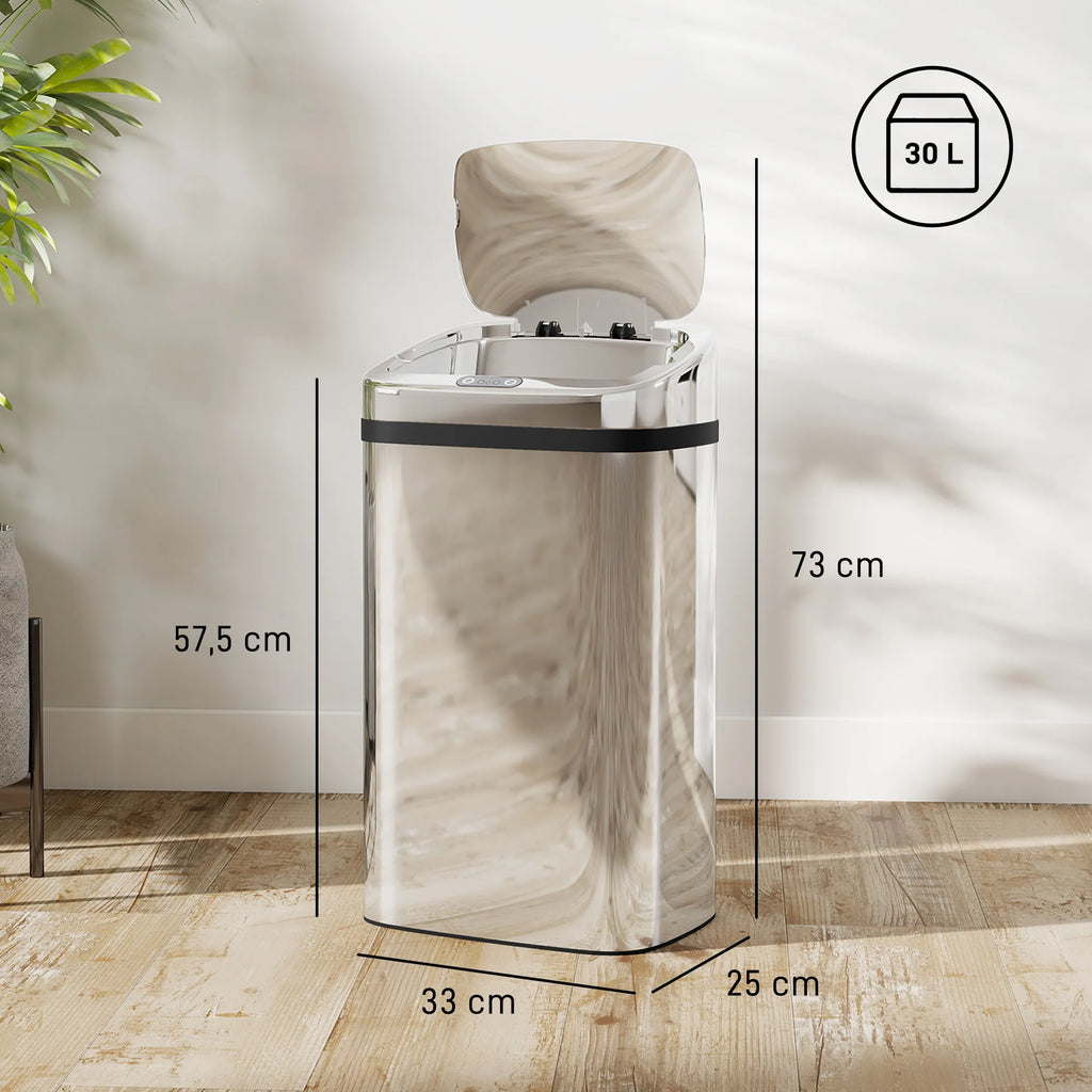 Automatinė šiukšliadėžė su judesio jutikliu, 30 l, sidabrinė
