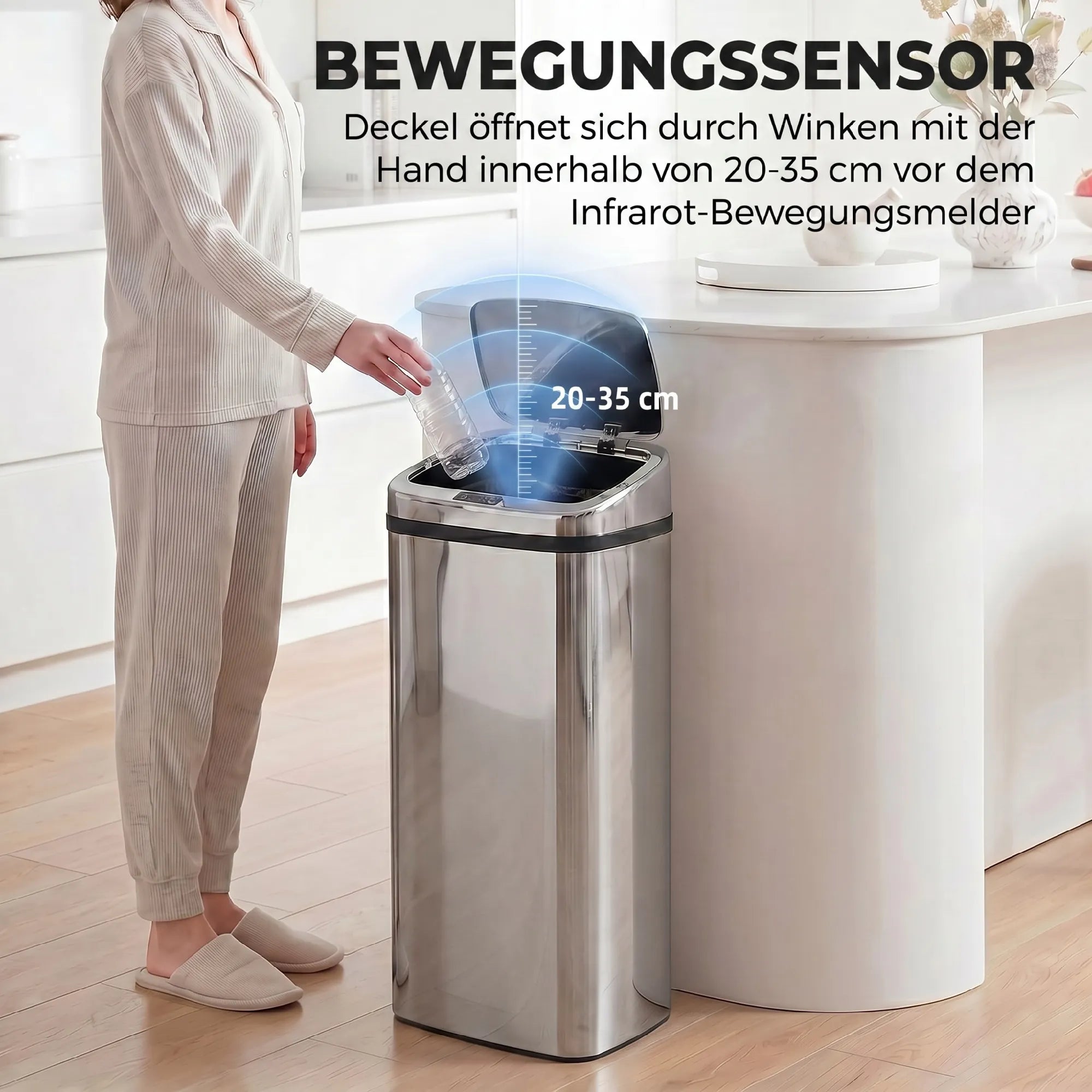 Automatinė šiukšliadėžė su judesio jutikliu, 50 l, sidabrinė