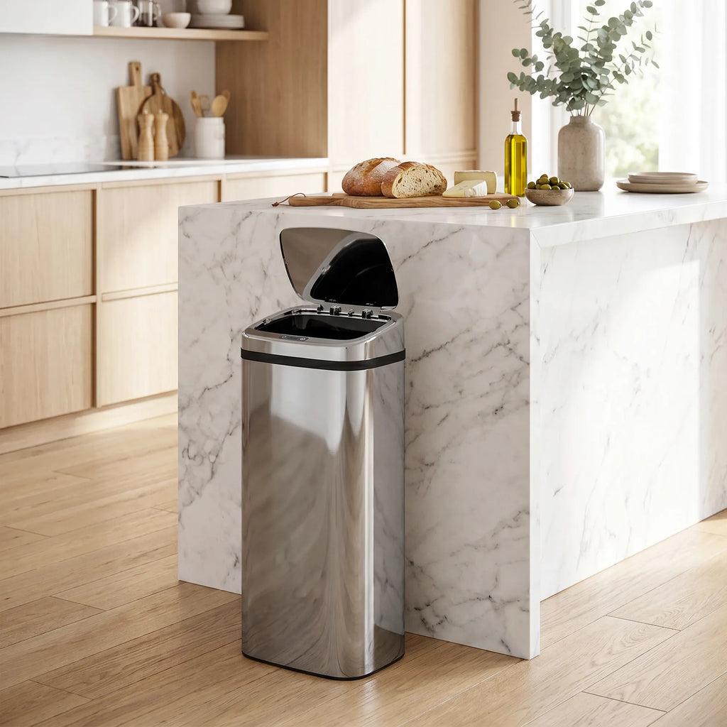 Automatinė šiukšliadėžė su judesio jutikliu, 50 l, sidabrinė
